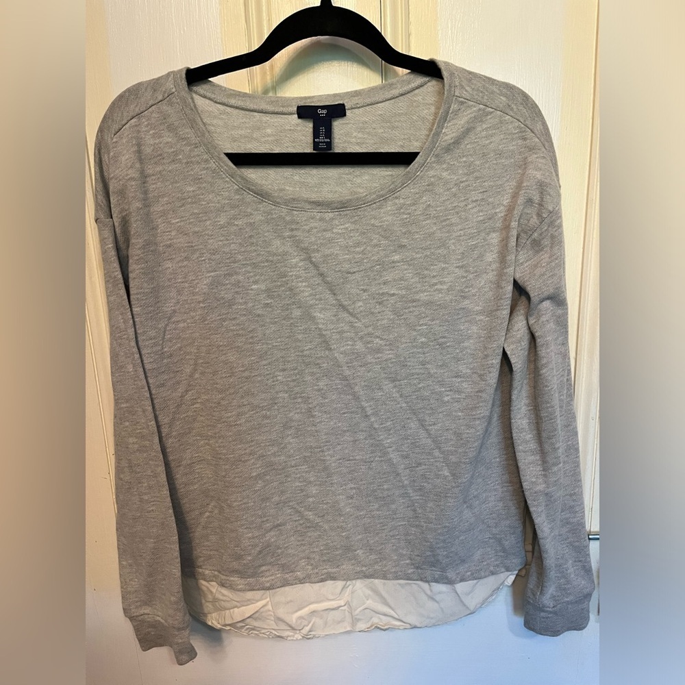 Gap Long Sleeve Grey Scoop Neck Sweater Large